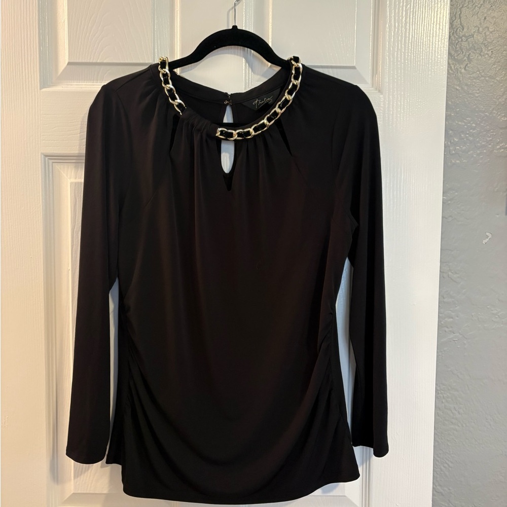 Talia Sodi Chic Black Chain-Accent Women's Blouse